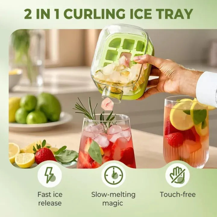 2-in-1 Ice Cube Bottle with Lid, Bin & Straw (500ml)
